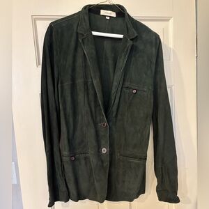 Women’s Forest Green Suede Blazer Jacket